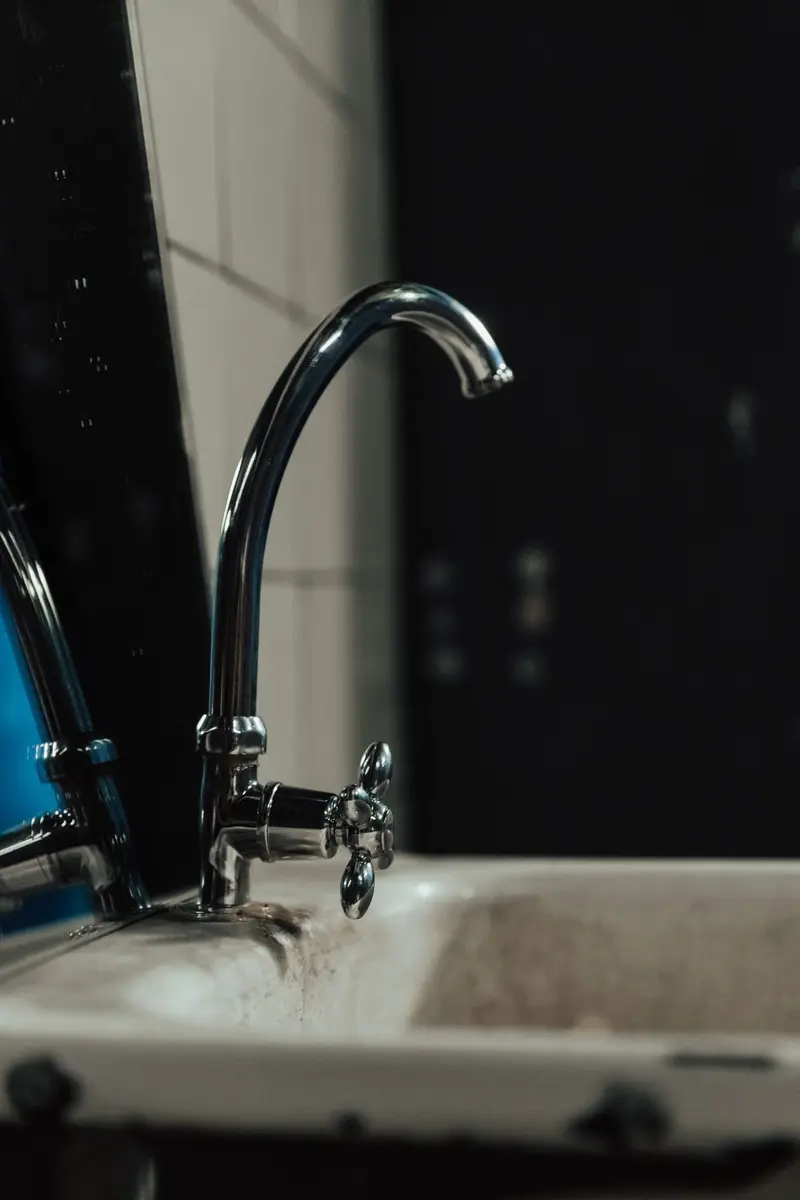Modern bathroom sink with new plumbing fixtures